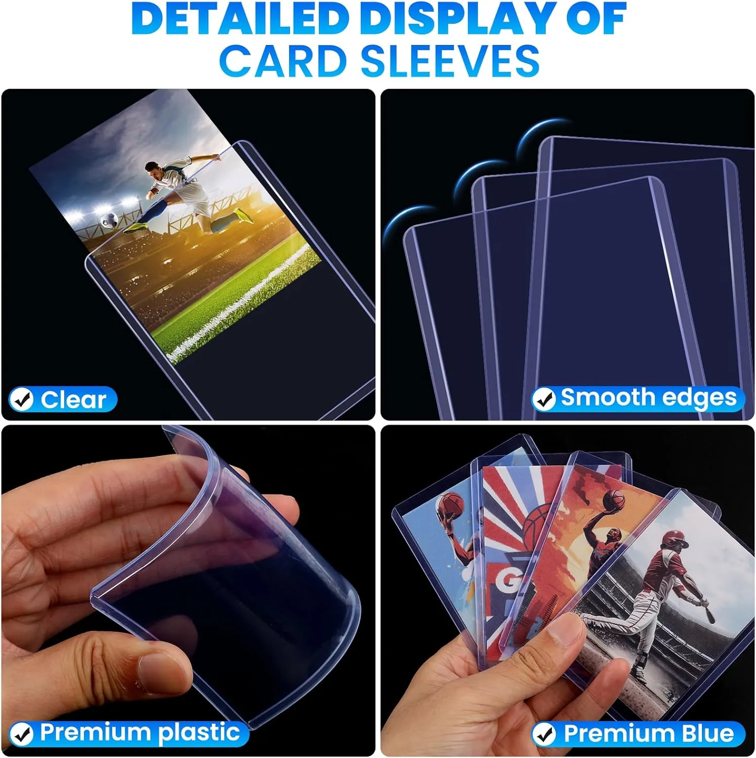 150 Packs Card Sleeves Top Loads for Cards,3" x 4" Baseball Card Protectors,Trading Card Sleeves Hard Plastic Fit for Baseball, Football Cards (50 Hard Sleeve   100 Soft Sleeve)
