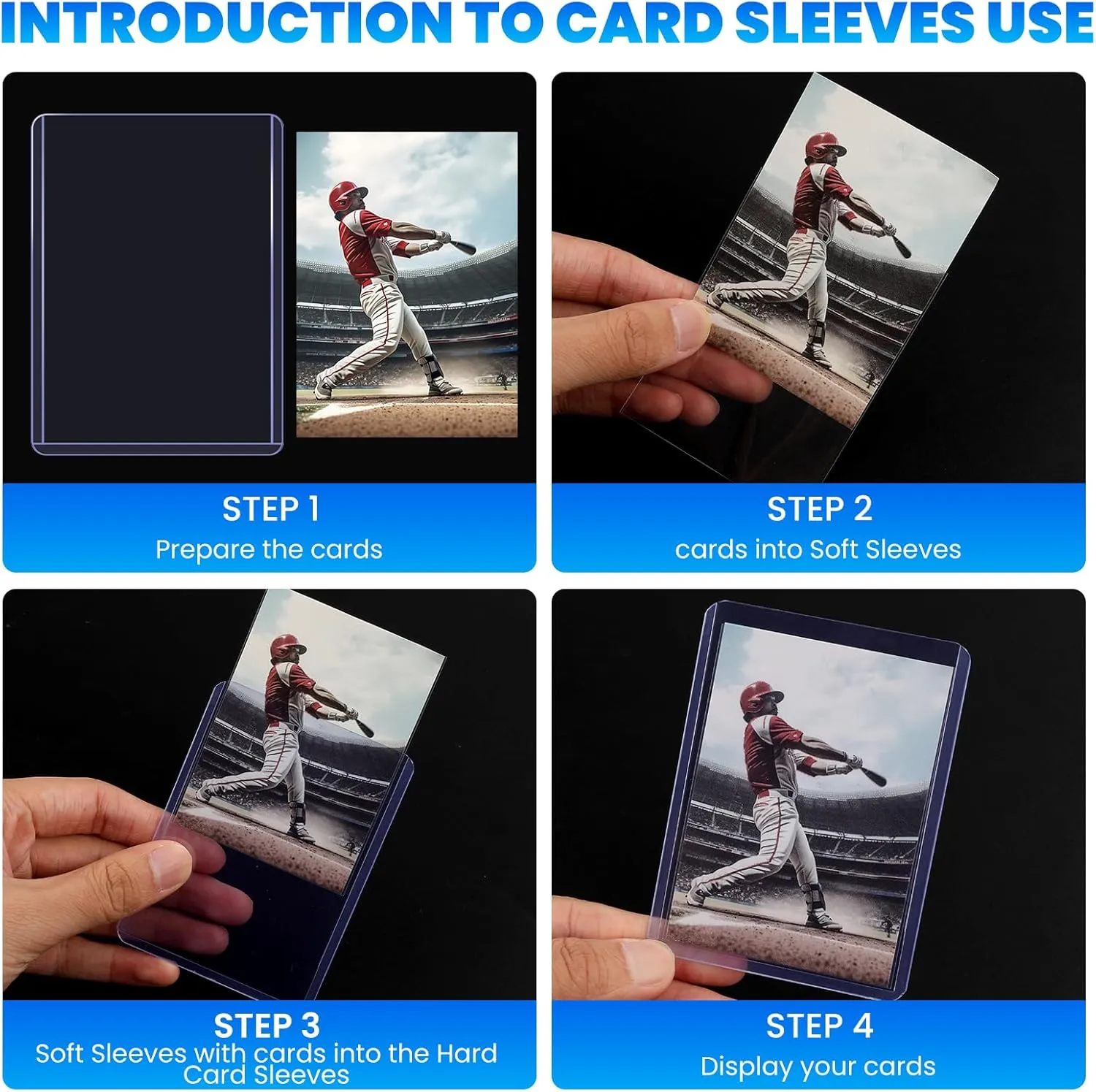 150 Packs Card Sleeves Top Loads for Cards,3" x 4" Baseball Card Protectors,Trading Card Sleeves Hard Plastic Fit for Baseball, Football Cards (50 Hard Sleeve   100 Soft Sleeve)