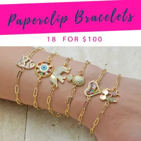 18 Trendy Paperclip Bracelets ($5.00 each) for $100 Gold Layered