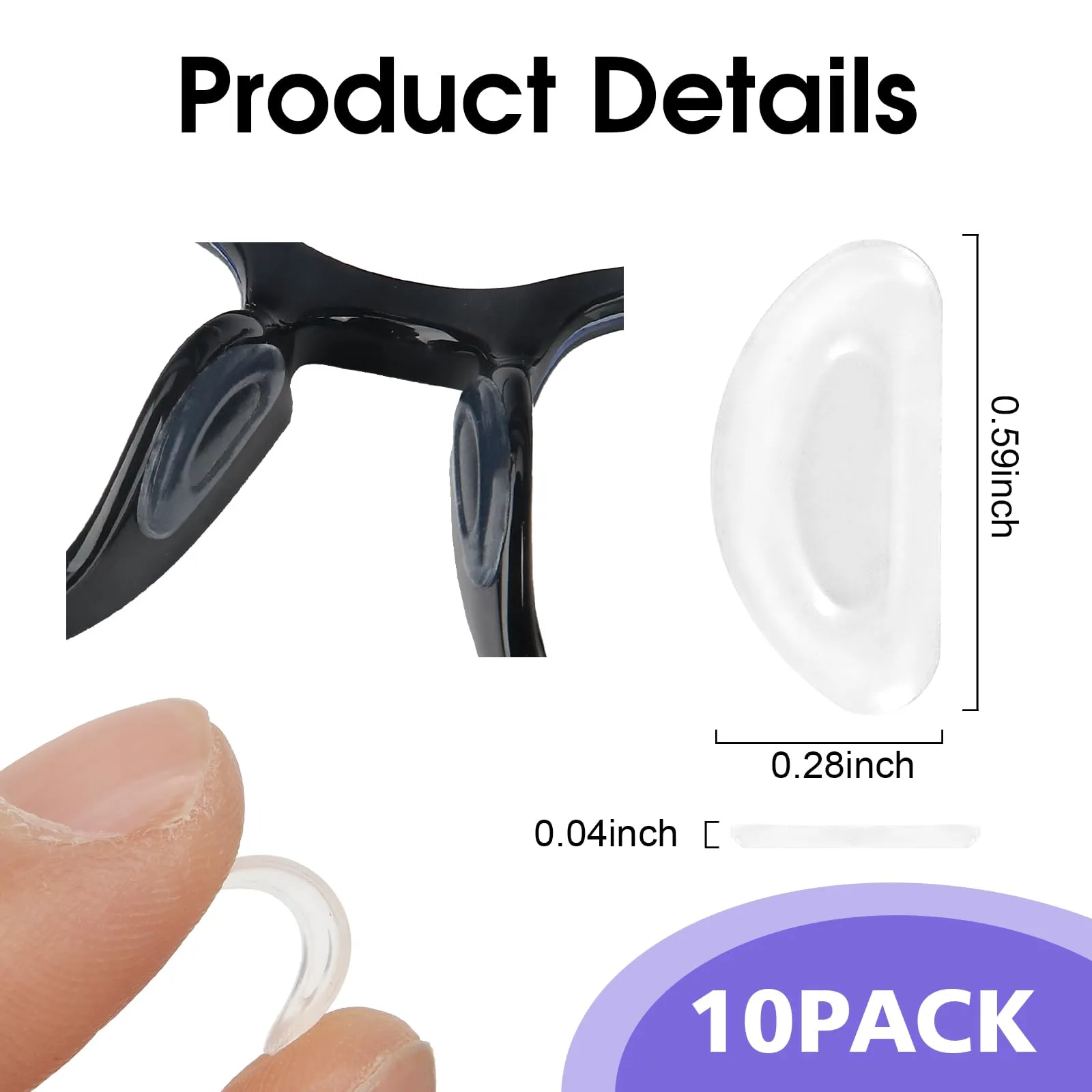 1mm Eyeglass Nose Pads, Glasses Nose Pad, 5 Pairs Ultra-Thin Adhesive Glasses Nose Grips Non Slip, Silicone Eyeglass Nose Pads Anti Slip, Nose Pads for Glasses Sunglasses Eye Wear(Clear) White-5pairs