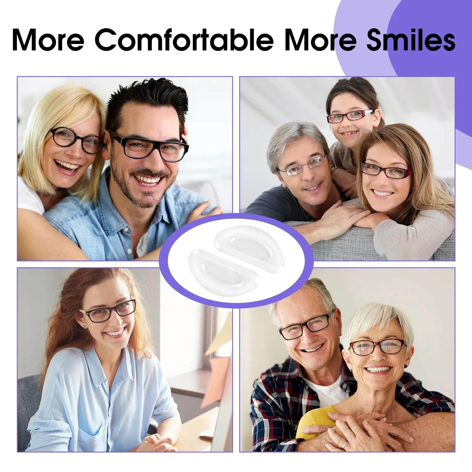 1mm Eyeglass Nose Pads, Glasses Nose Pad, 5 Pairs Ultra-Thin Adhesive Glasses Nose Grips Non Slip, Silicone Eyeglass Nose Pads Anti Slip, Nose Pads for Glasses Sunglasses Eye Wear(Clear) White-5pairs