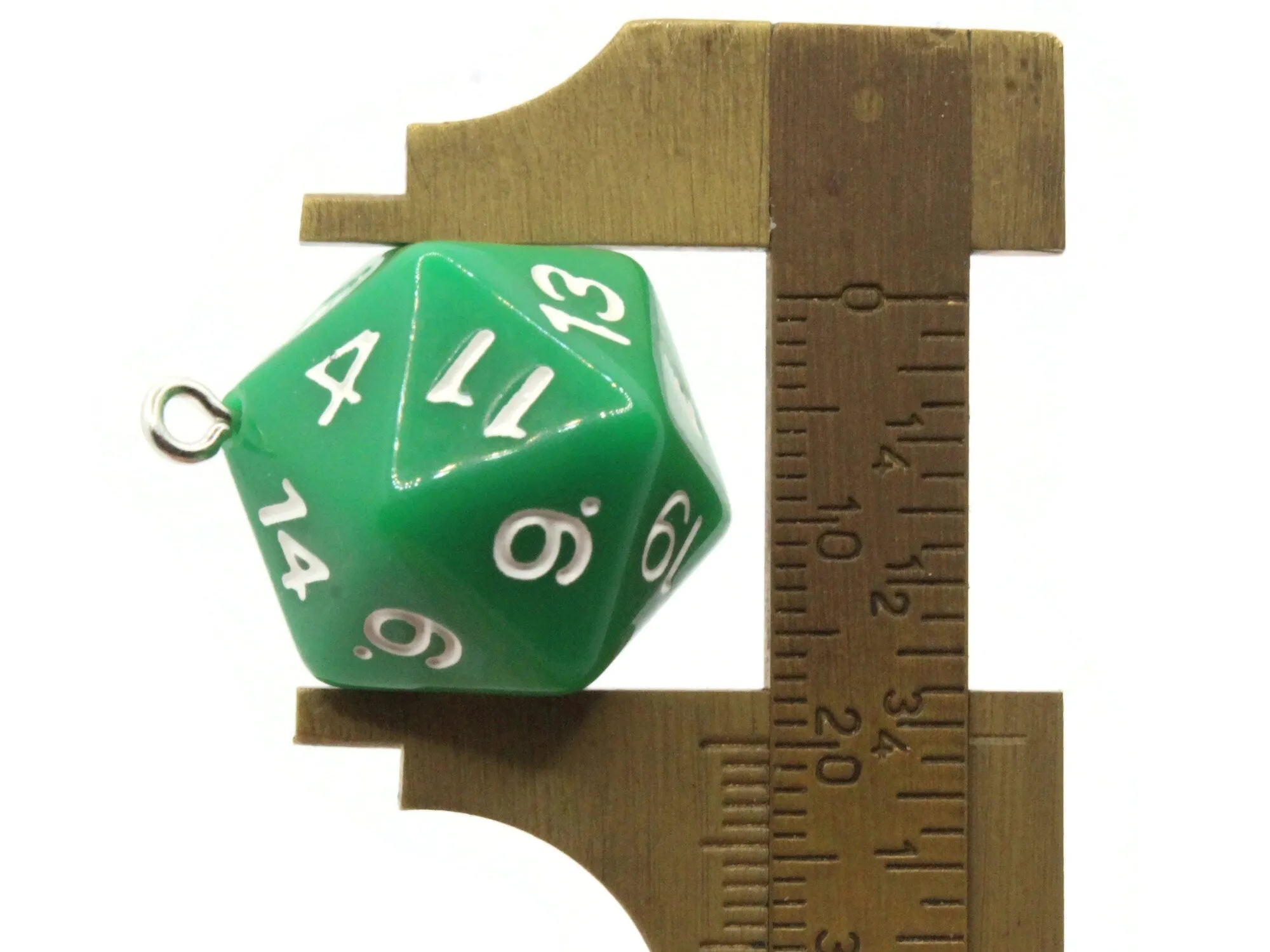 2 20mm Green Resin D20 20 Sided Dice Charms