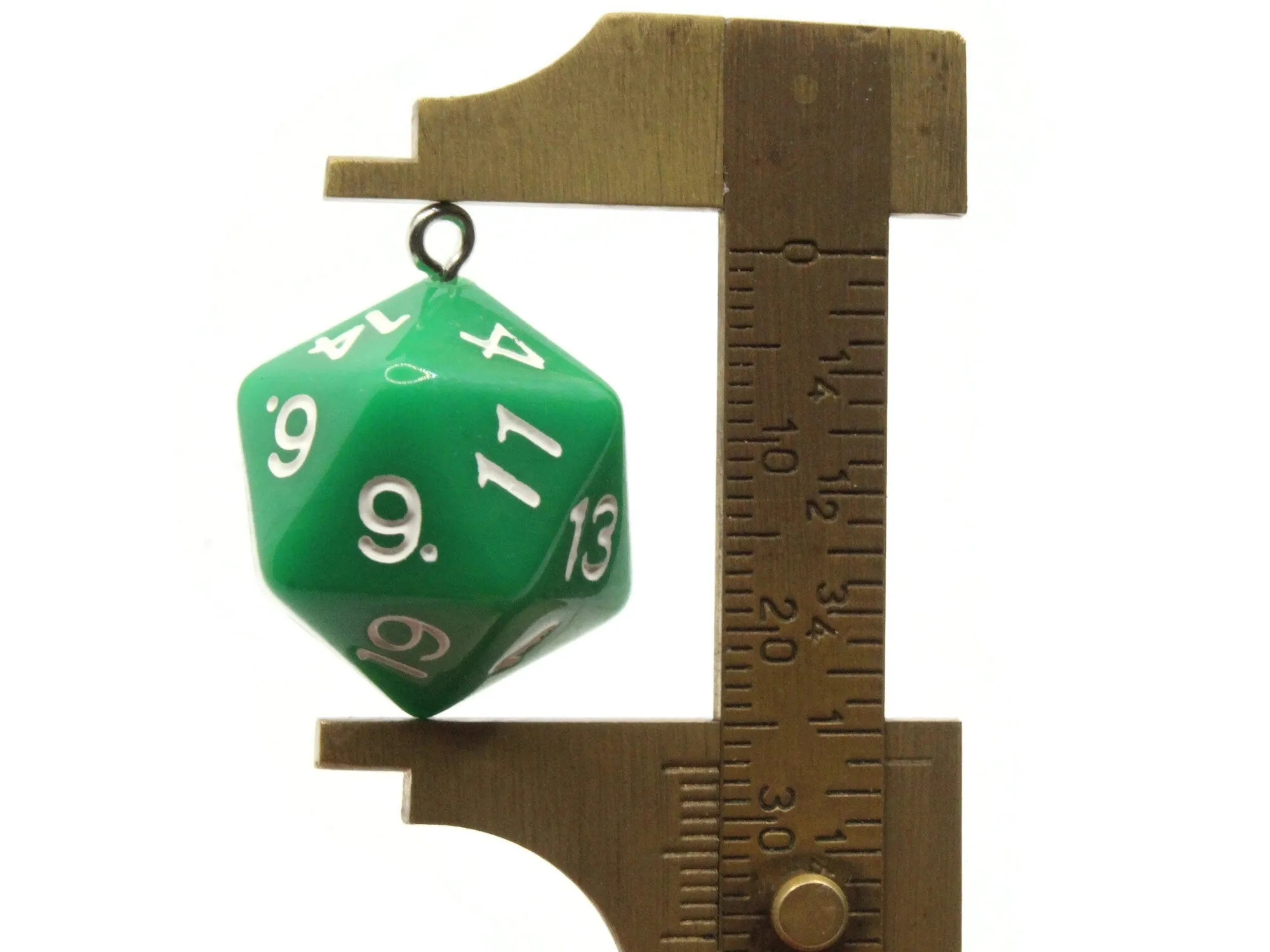 2 20mm Green Resin D20 20 Sided Dice Charms