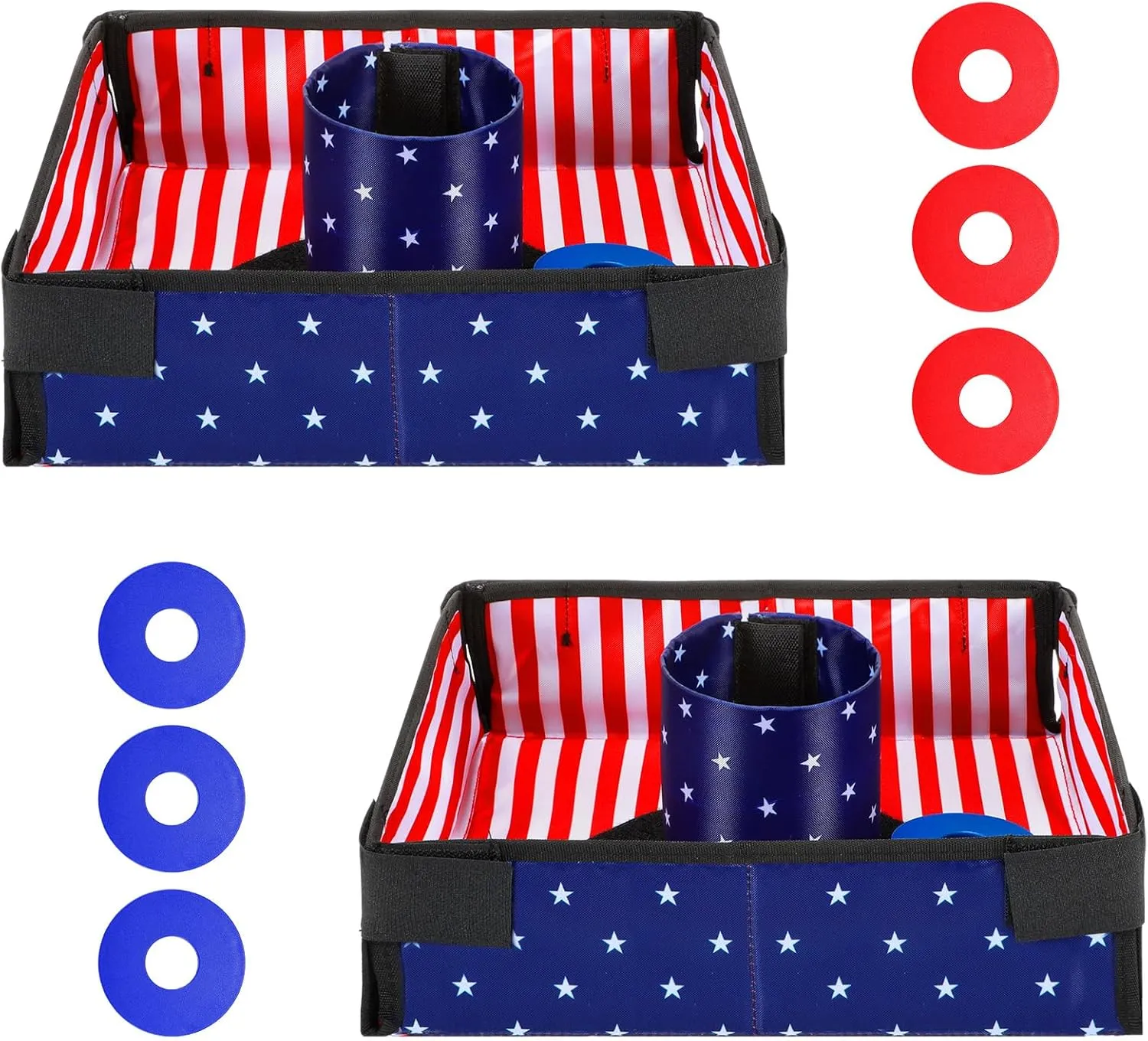 2 Sets Washer Toss Games for Beach Outside Adults and Family Outdoor Portable Yard Games 2 Pcs Folding Target Boxes with 8 Washers for Lawn Pitching Tailgating Camping