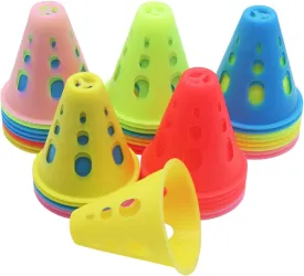 30 Pcs Mini Sports Cones,Orange Soccer Cones 3.15" Inch Traffic Cones with Holes,Sports Training Agility Marker Cones for Adult/Kids Roller Skating/Soccer/Basketball/Football(Random Color)