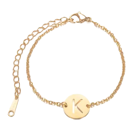 Alphabet Bracelet Gold Plated - Letter K