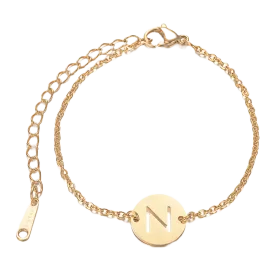 Alphabet Bracelet Gold Plated - Letter N