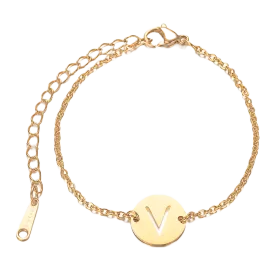 Alphabet Bracelet Gold Plated - Letter V