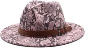 and Winter Woolen Jazz Hat British Style Snake Pattern Casual Top Hat Felt Hat Women's Hat Fengyan Cowboy Hats (Color : Rose Red, Size : 56-58cm)