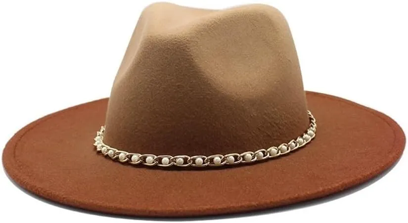 Autumn and Winter Wool Top Hat, Spray Pain Gradient Felt Hat Large Brim Jazz Hat, Two-Color British Hat Luopan Caps & Hats