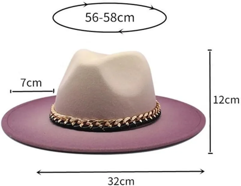 Autumn and Winter Wool Top Hat, Spray Pain Gradient Felt Hat Large Brim Jazz Hat, Two-Color British Hat Luopan Caps & Hats