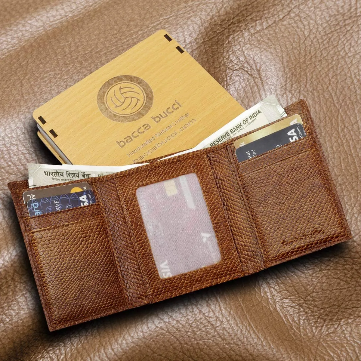 Bacca Bucci Leather Series Trifold Wallet for Men - Soft Genuine Leather