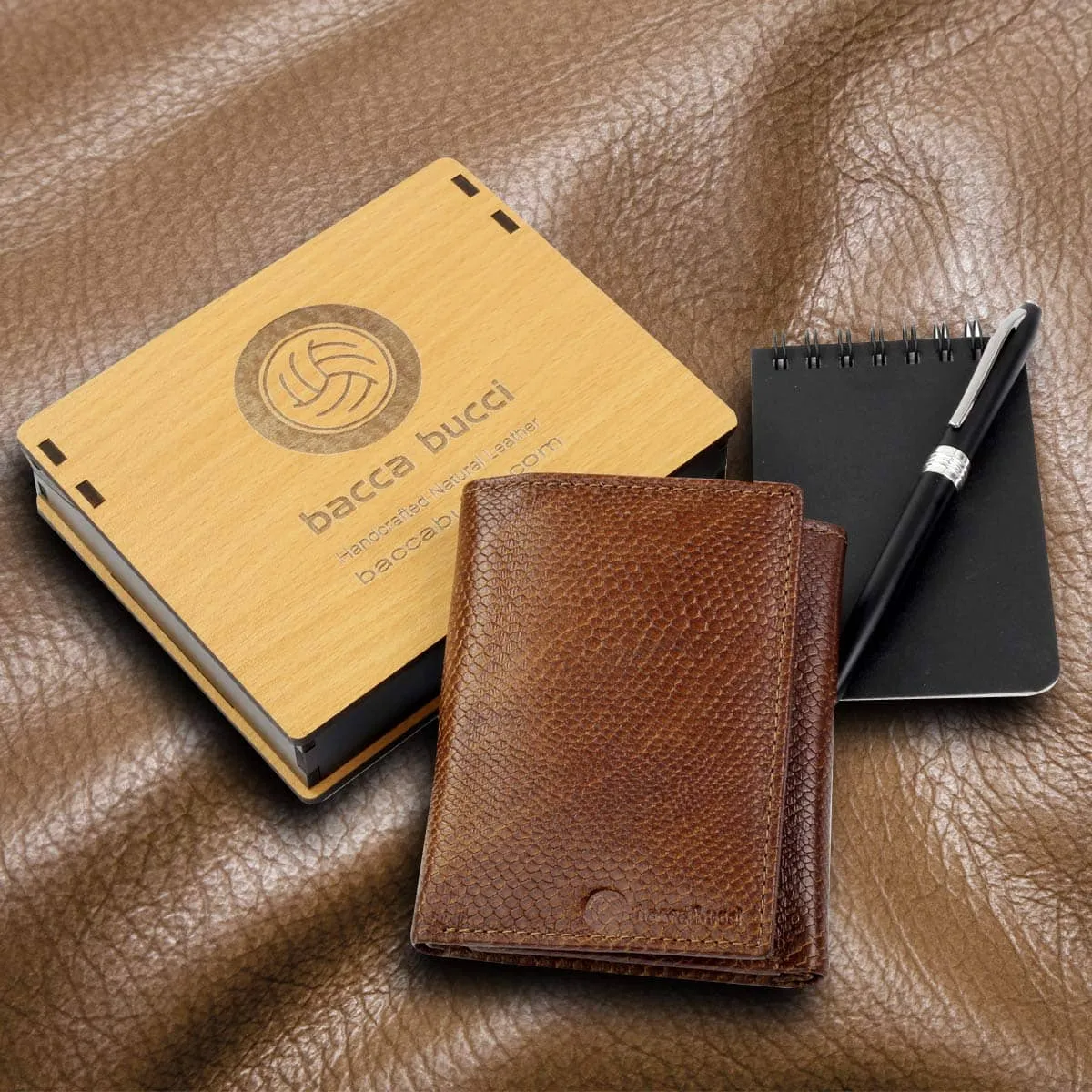 Bacca Bucci Leather Series Trifold Wallet for Men - Soft Genuine Leather