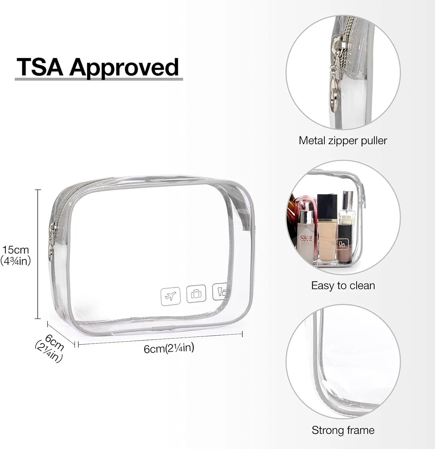 BAGSMART Toiletry Bag Hanging Travel Makeup Organizer with TSA Approved Transparent Cosmetic Bag Makeup Bag for Full Sized Toiletries, Large-Grey