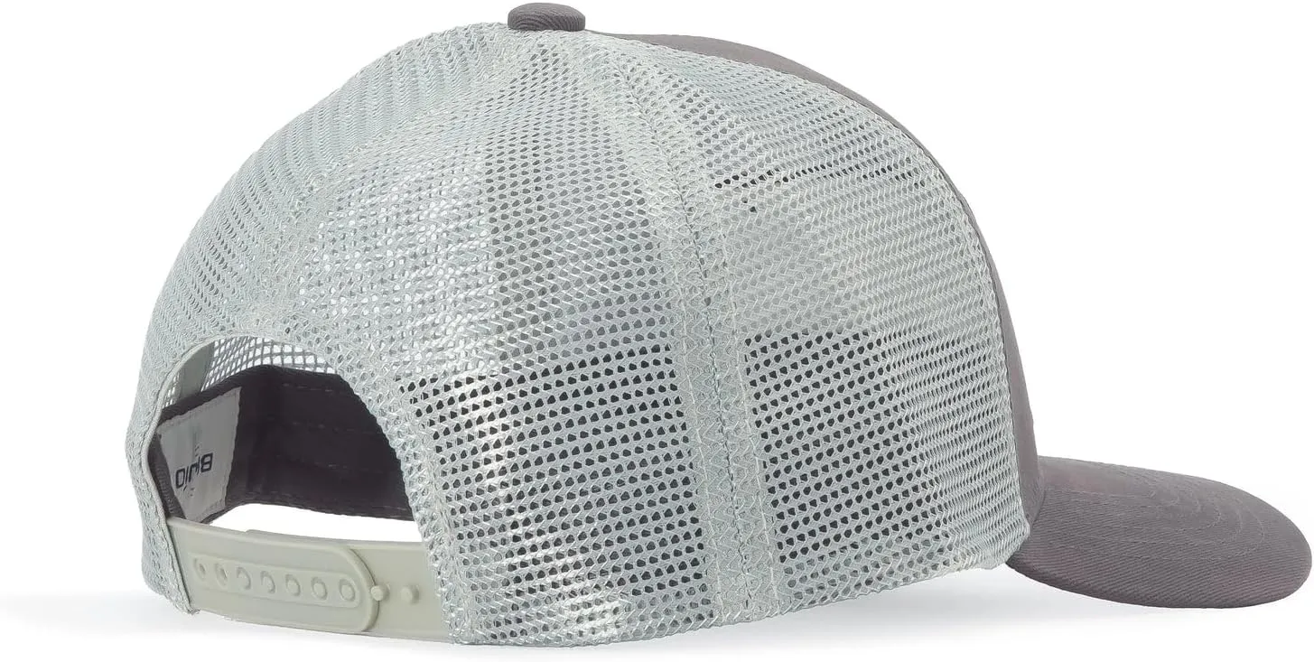 Bajo Flat Brim Fishing Hat  Marine Art Snapback Trucker Cap with Embroidered Ocean Design, Breathable and Coastal-Ready