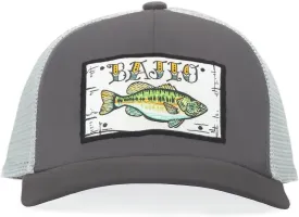 Bajo Flat Brim Fishing Hat  Marine Art Snapback Trucker Cap with Embroidered Ocean Design, Breathable and Coastal-Ready