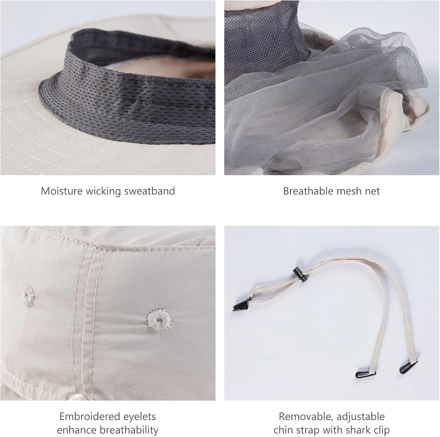 BASSDASH UPF 50  Mosquito Sun Hat with Hidden Head Net and Neck Flap for Men Women Outdoor Fishing Hiking Camping FH16