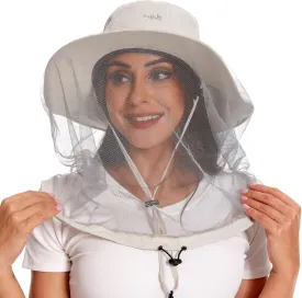 BASSDASH UPF 50  Mosquito Sun Hat with Hidden Head Net and Neck Flap for Men Women Outdoor Fishing Hiking Camping FH16