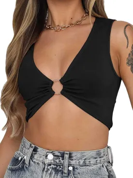 BEJONS Women Sexy Y2k Corset Like Crop Top Deep V Neck Bra Night Going Out Festival Rave Top