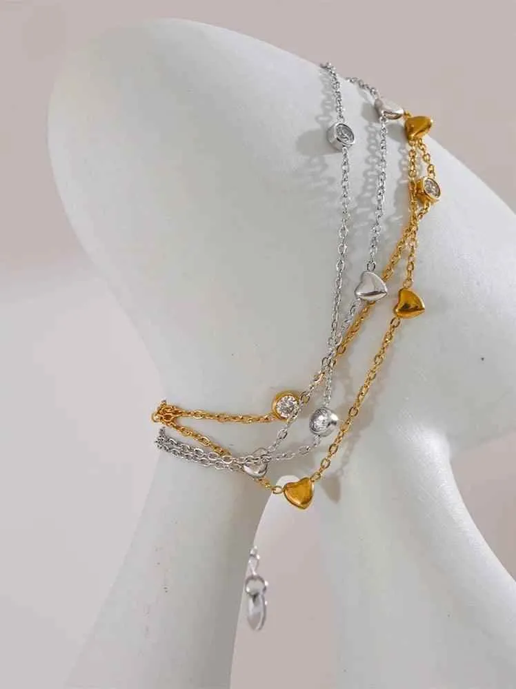 Bracelet Charm Jewelry - Heart Double Layer Stacking - YH3869A