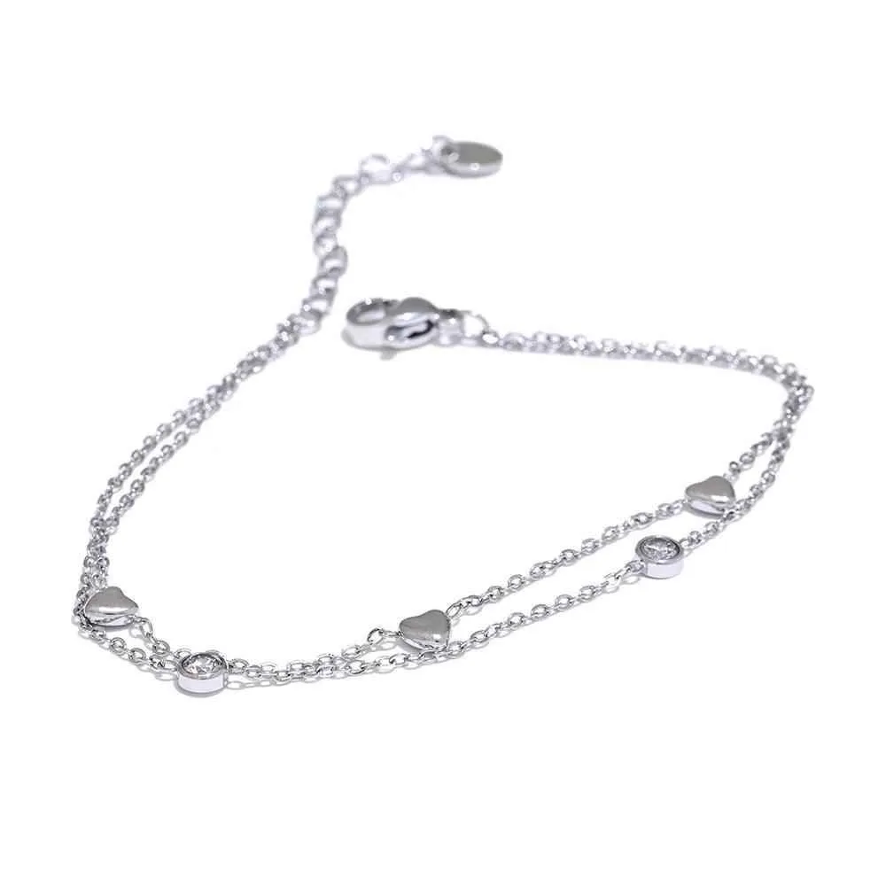 Bracelet Charm Jewelry - Heart Double Layer Stacking - YH3869A