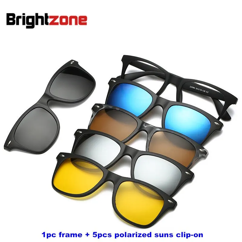 Brightzone Unisex Full Rim Round Tr 90 Titanium Eyeglasses Clip On Sunglasses 2201