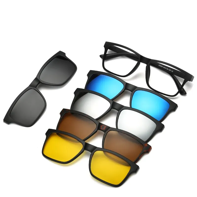 Brightzone Unisex Full Rim Round Tr 90 Titanium Eyeglasses Clip On Sunglasses 2201