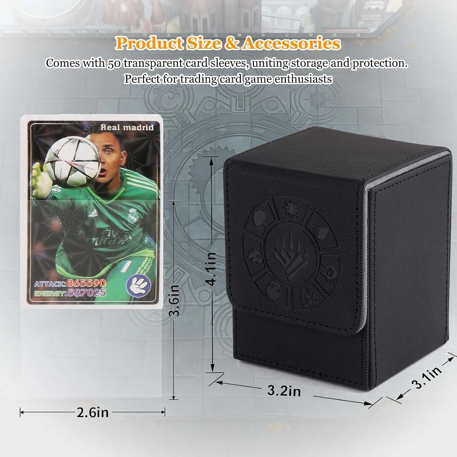 Card Deck Box, 110  Storage MTG Deck Box with 50 Pcs Card Sleeve, Collectible Trading Card Cases for Magic Commander and More (Black)