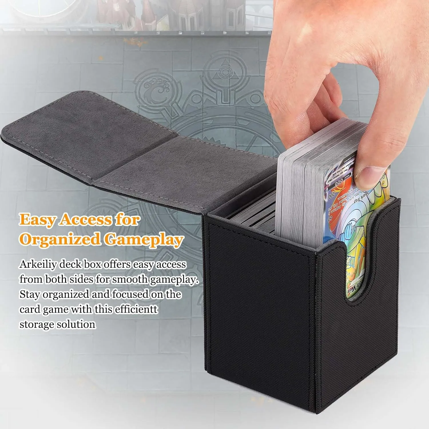 Card Deck Box, 110  Storage MTG Deck Box with 50 Pcs Card Sleeve, Collectible Trading Card Cases for Magic Commander and More (Black)
