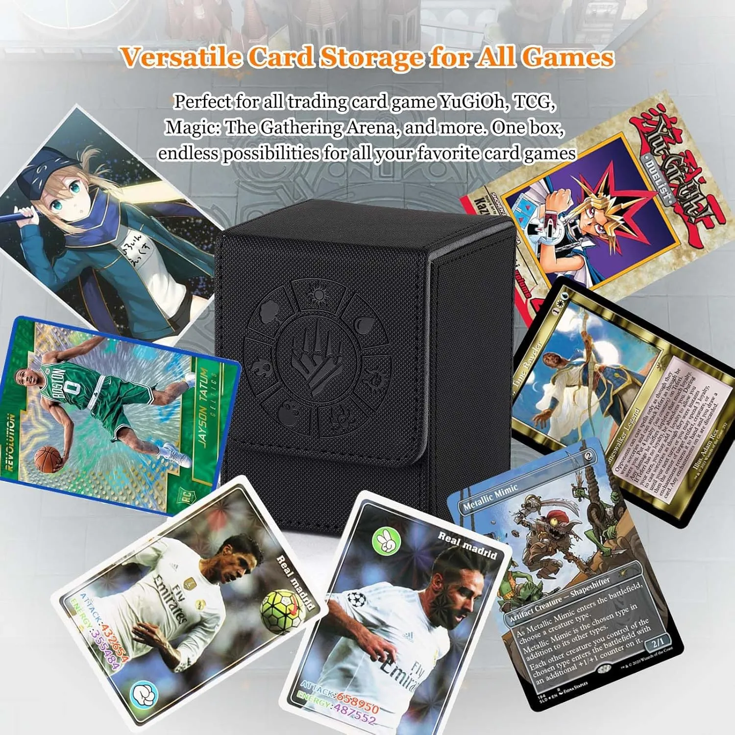 Card Deck Box, 110  Storage MTG Deck Box with 50 Pcs Card Sleeve, Collectible Trading Card Cases for Magic Commander and More (Black)