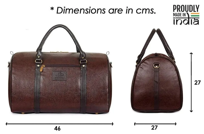 Combo: The Clownfish Magnum 34L Faux Leather Duffle Bag & Toiletry Kit | 2 Pieces | Chocolate Brown