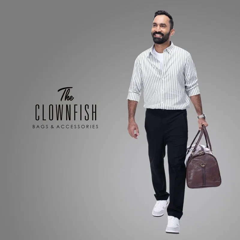 Combo: The Clownfish Magnum 34L Faux Leather Duffle Bag & Toiletry Kit | 2 Pieces | Chocolate Brown