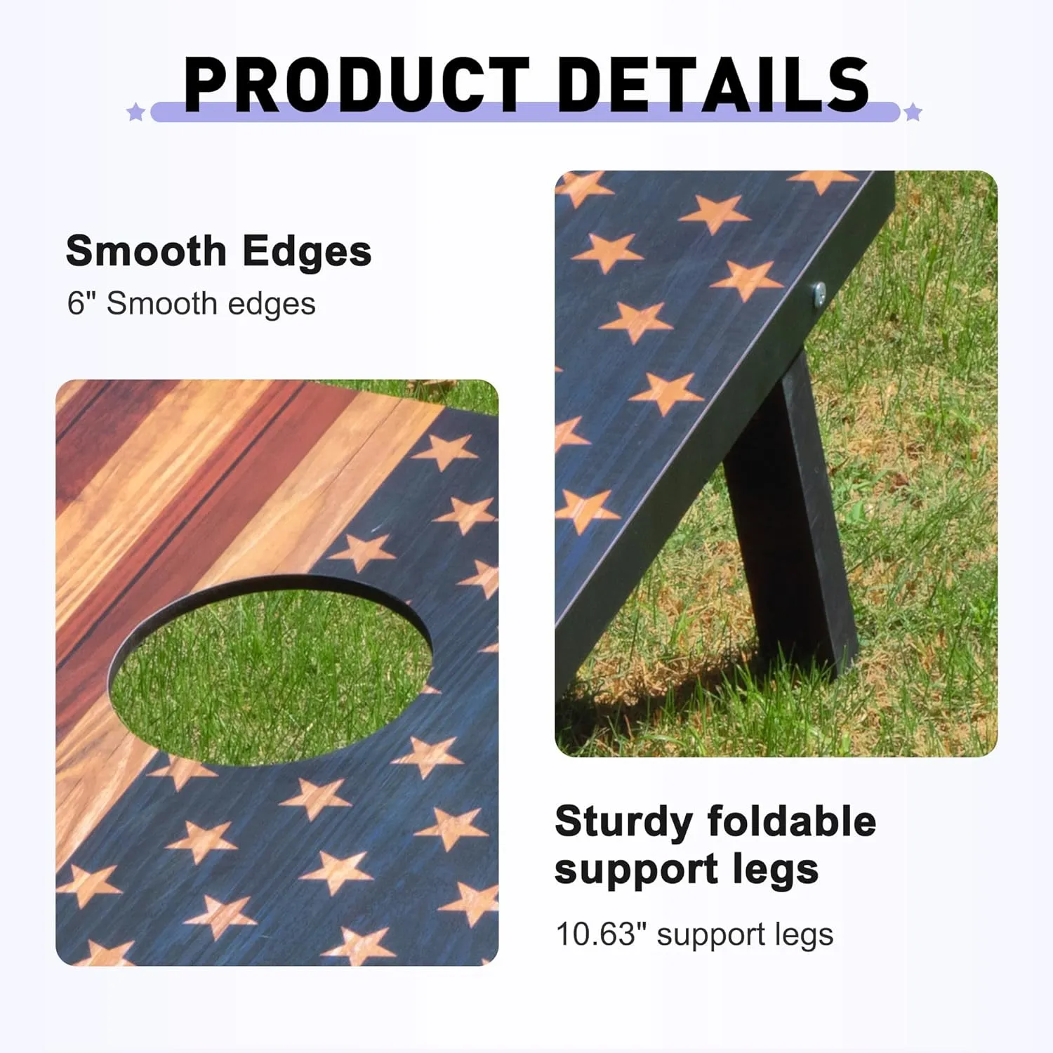 Cornhole Board Set Outdoor Game-Includes 2 MDF Wood Boards 4x2 Feet, Set of 8 Corn Hole Bean Bag Corn Hole Set
