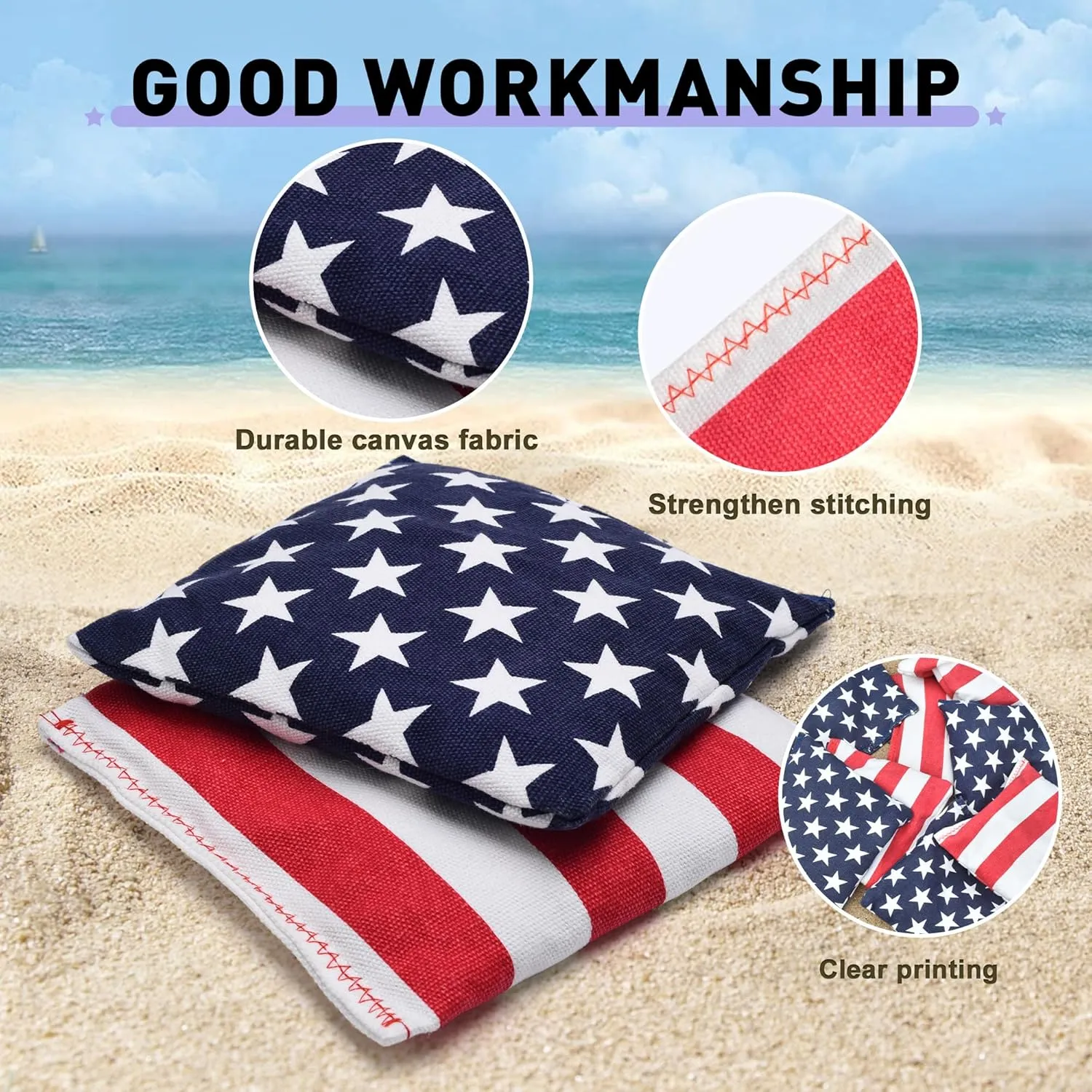 Cornhole Board Set Outdoor Game-Includes 2 MDF Wood Boards 4x2 Feet, Set of 8 Corn Hole Bean Bag Corn Hole Set