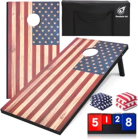Cornhole Board Set Outdoor Game-Includes 2 MDF Wood Boards 4x2 Feet, Set of 8 Corn Hole Bean Bag Corn Hole Set