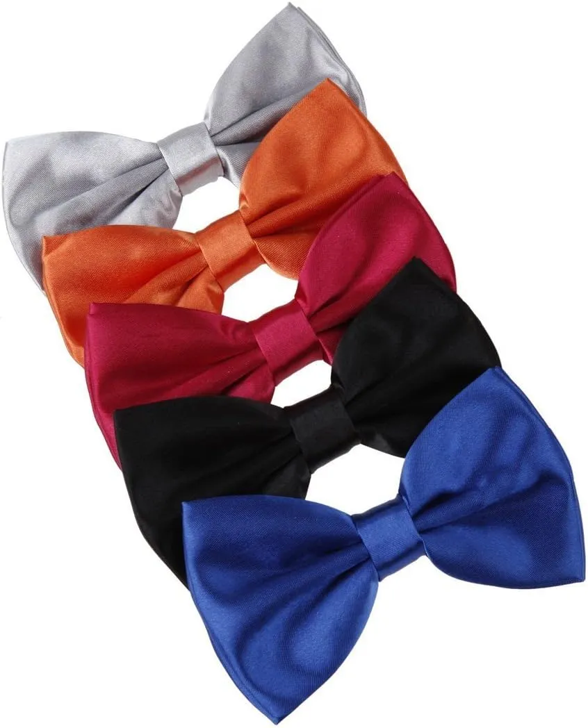 Dan Smith Silk Blend Bowties For Men 25.6"-Neck-Size Clip-On Adjustable Bundle Pre-Tied Bowties