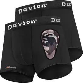Davion 2-Pack Boys Underwear with 1 Soft Protective Athletic Cup Youth Briefs for Football, Baseball, Lacrosse