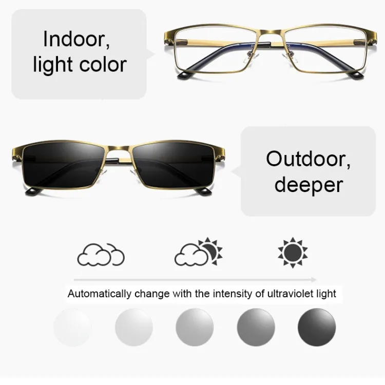 Dual-purpose Photochromic Presbyopic Glasses,  4.00D(Gold)