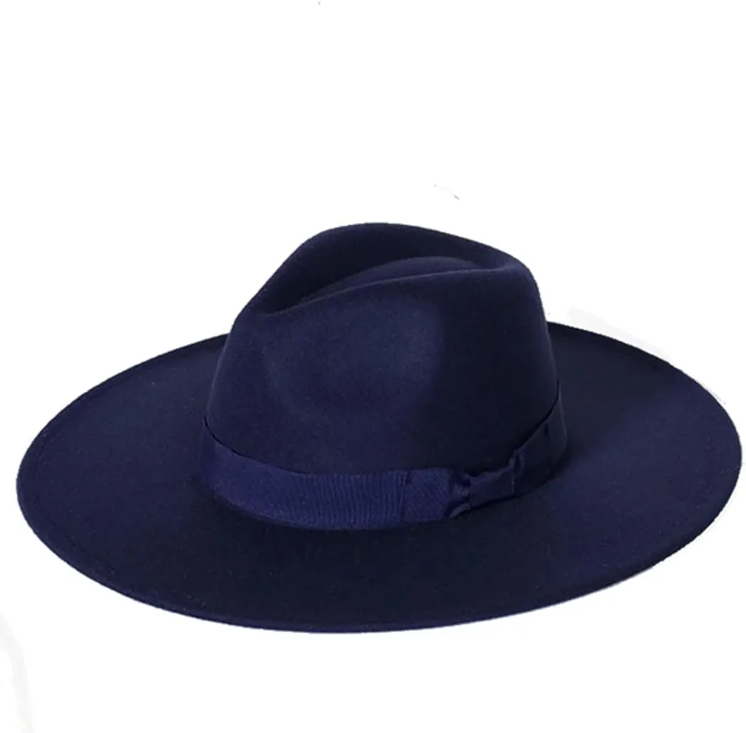 Dvbfufv Men's Soft Fedora Hat Fashion Bow Hat Large Brim Jazz Fedora Hat