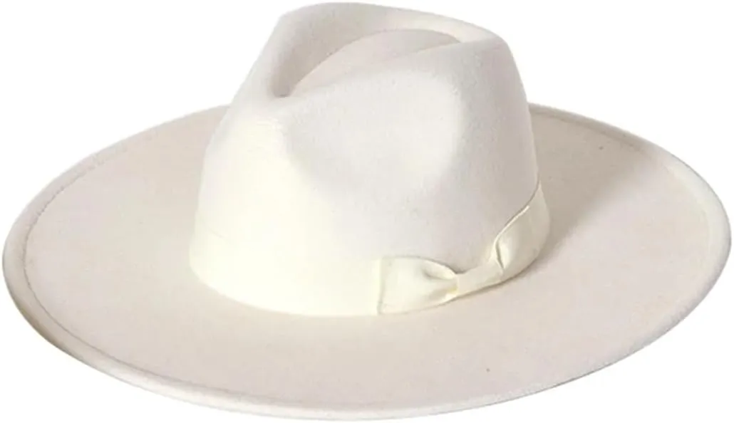 Dvbfufv Men's Soft Fedora Hat Fashion Bow Hat Large Brim Jazz Fedora Hat