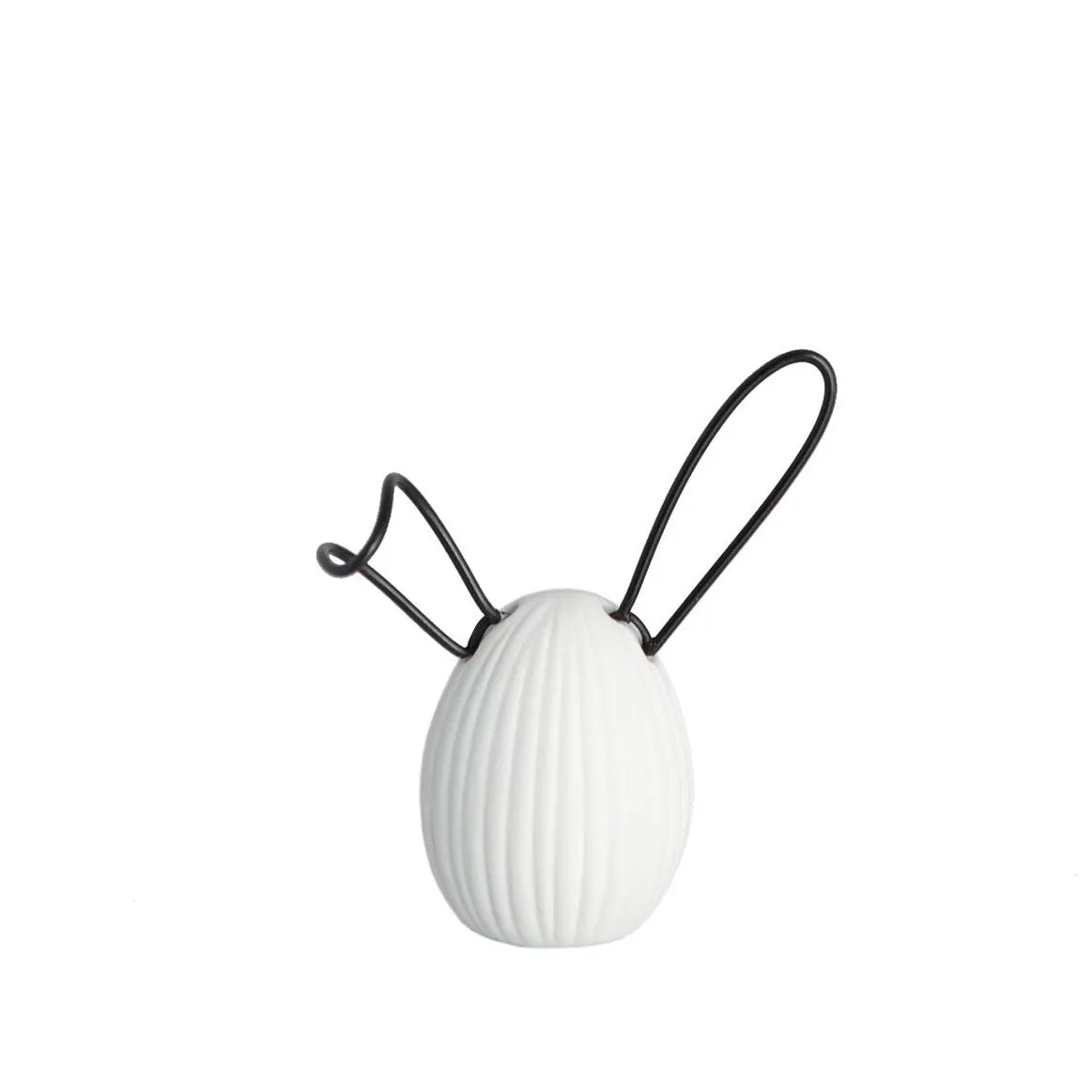 Elsa White Ribbed Decorative Egg