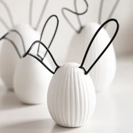Elsa White Ribbed Decorative Egg