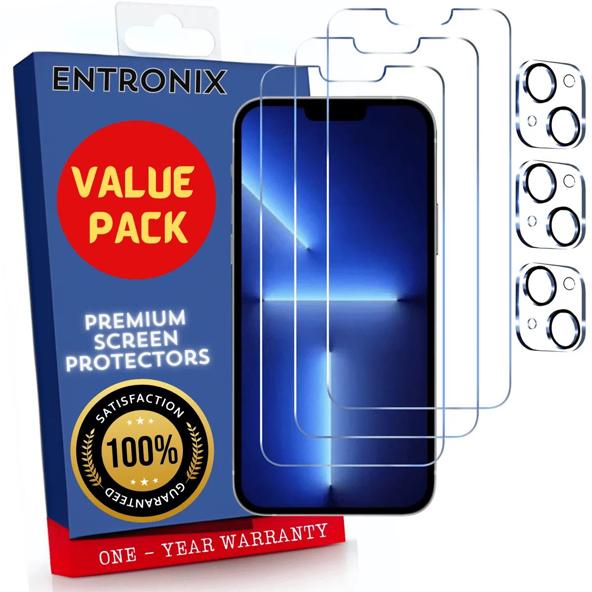 Entronix Case Screen Protector Bundle with Camera Cover Designed for Apple iPhone 14 Plus Clear 9H Hardness,Bubble Free Easy Install, 3 PACK