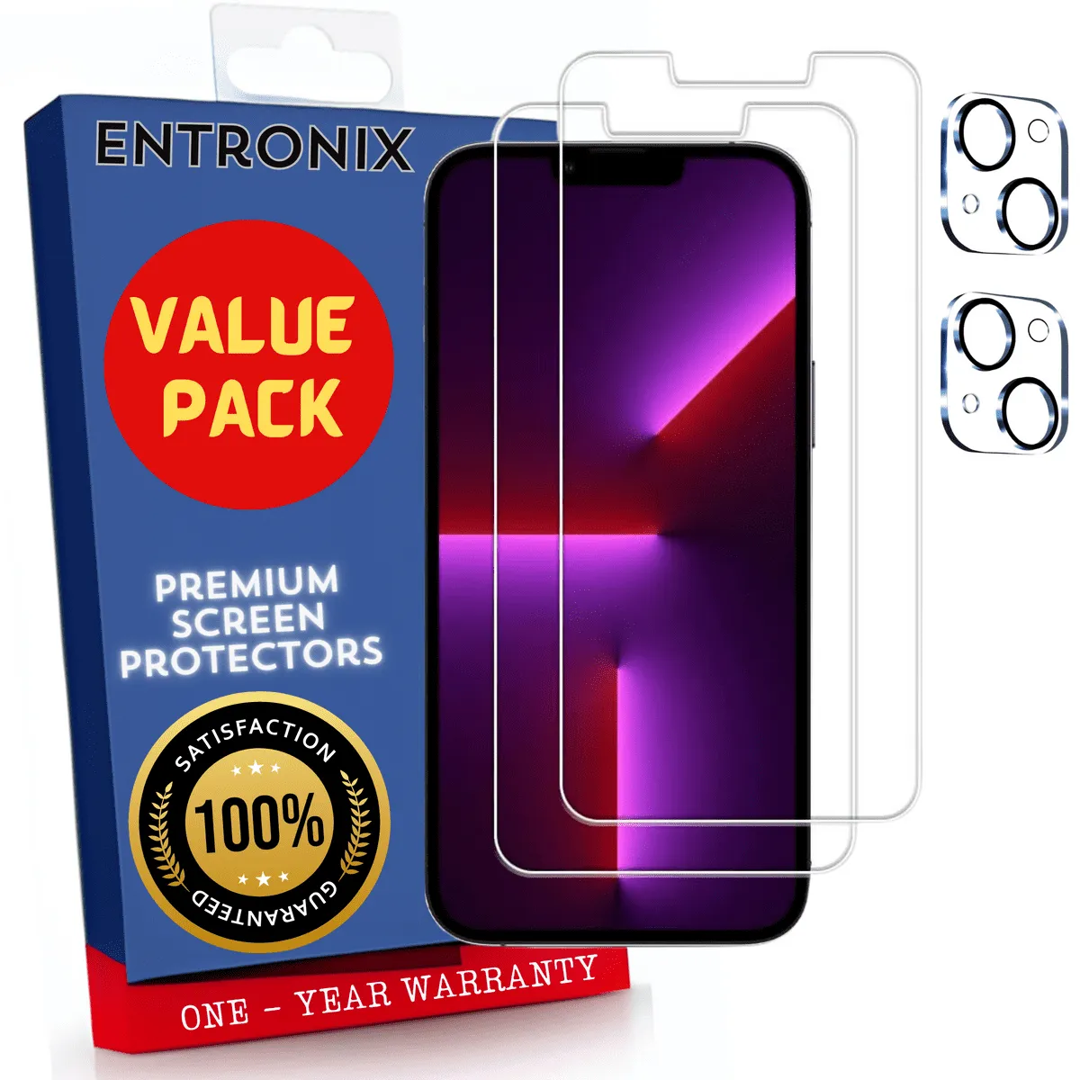 Entronix Case Screen Protector Bundle with Camera Cover Designed for Apple iPhone 14 Plus Clear 9H Hardness,Bubble Free Easy Install,2 PACK