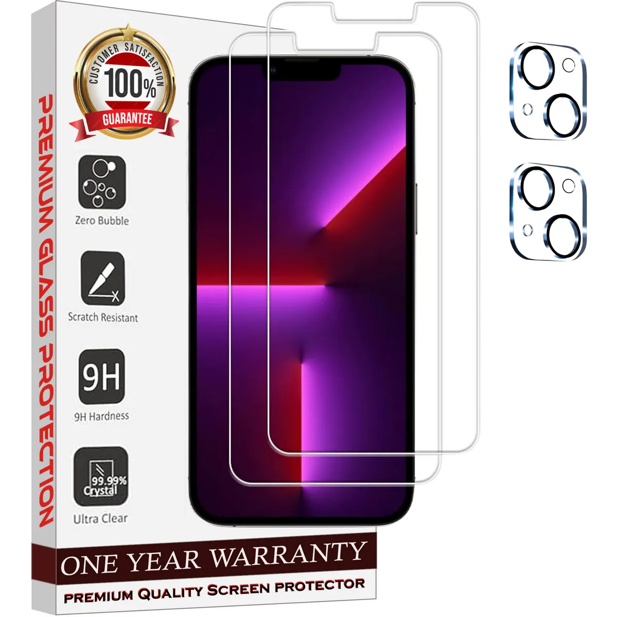 Entronix Case Screen Protector Bundle with Camera Cover Designed for Apple iPhone 14 Plus Clear 9H Hardness,Bubble Free Easy Install,2 PACK