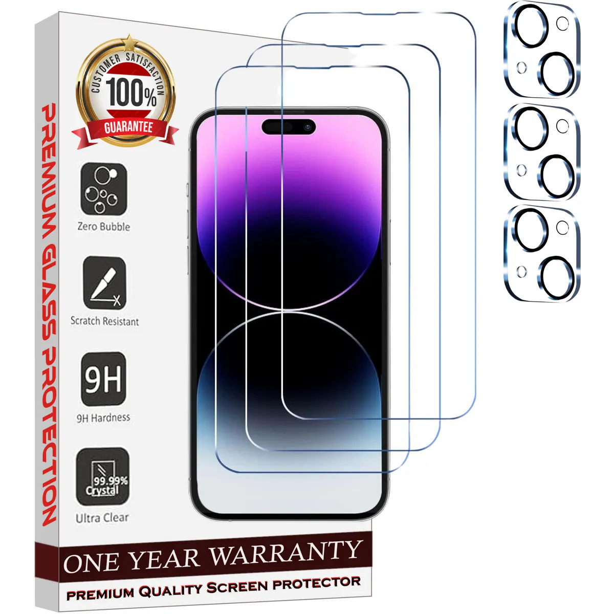 Entronix Case Screen Protector Bundle with Camera Cover Designed for Apple iPhone 15 Clear Built Anti Scratch, Bubble Free Easy Install, 3 PACK