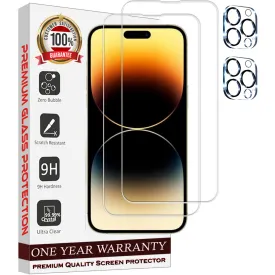 Entronix Case Screen Protector Bundle with Camera Cover Designed for Apple iPhone 15 Pro Clear 9H Hardness,Bubble Free Easy Install,2 PACK