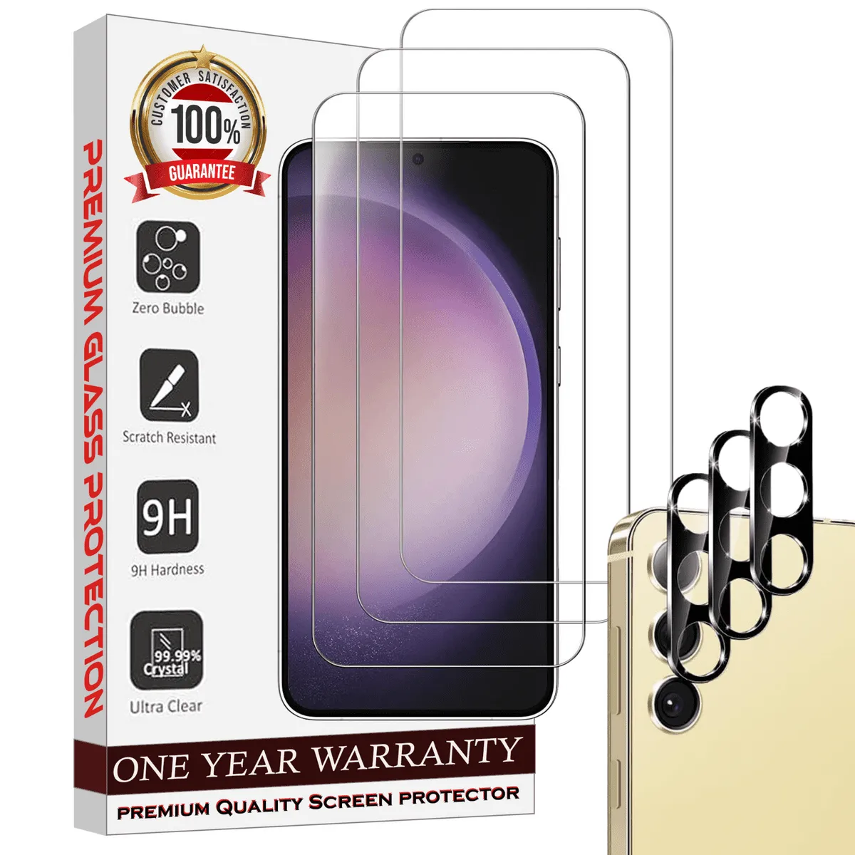 Entronix Case Screen Protector Bundle with Camera Cover for Samsung Galaxy S21 Clear Built Anti Scratch, Bubble Free Easy Install, 3 PACK
