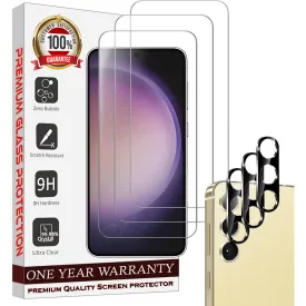 Entronix Case Screen Protector Bundle with Camera Cover for Samsung Galaxy S21 Clear Built Anti Scratch, Bubble Free Easy Install, 3 PACK