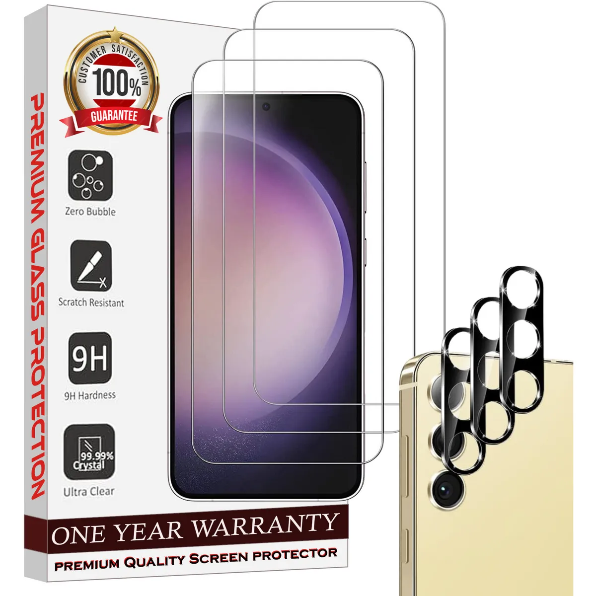 Entronix Case Screen Protector Bundle with Camera Cover for Samsung Galaxy S21 Clear Built Anti Scratch, Bubble Free Easy Install, 3 PACK